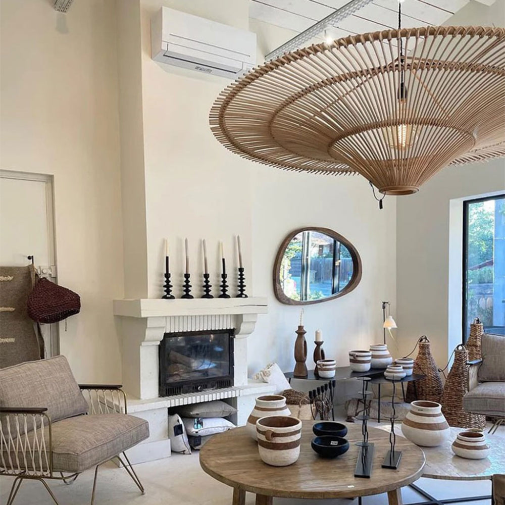 Junita Wabi Sabi Wide Saucer Extra Large Rattan Ceiling Light