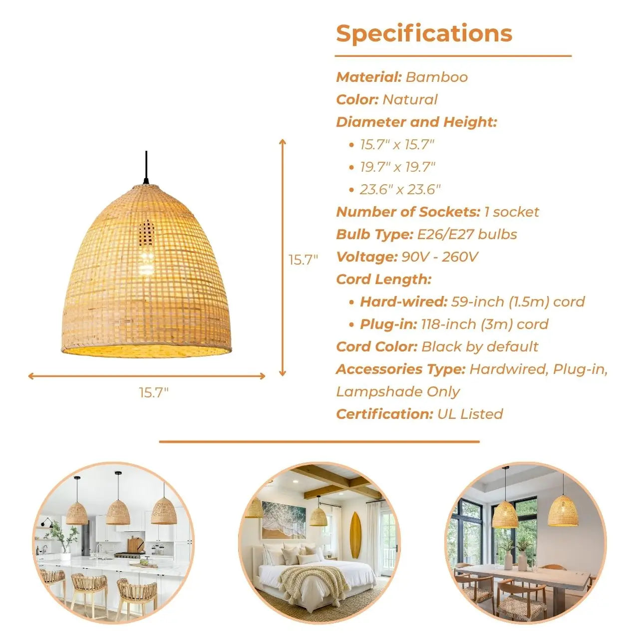 Latafa Bamboo Pendant Light Shade