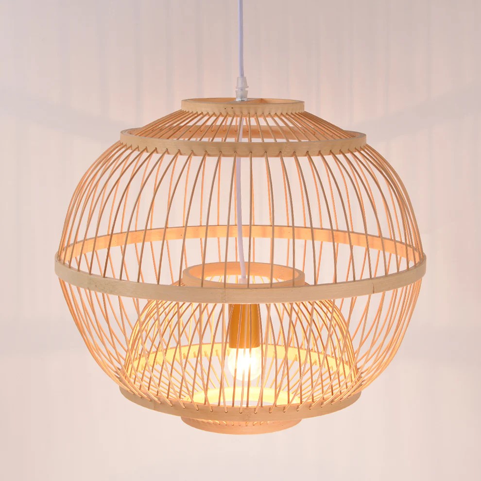 Lattice Round Bamboo Pendant Light