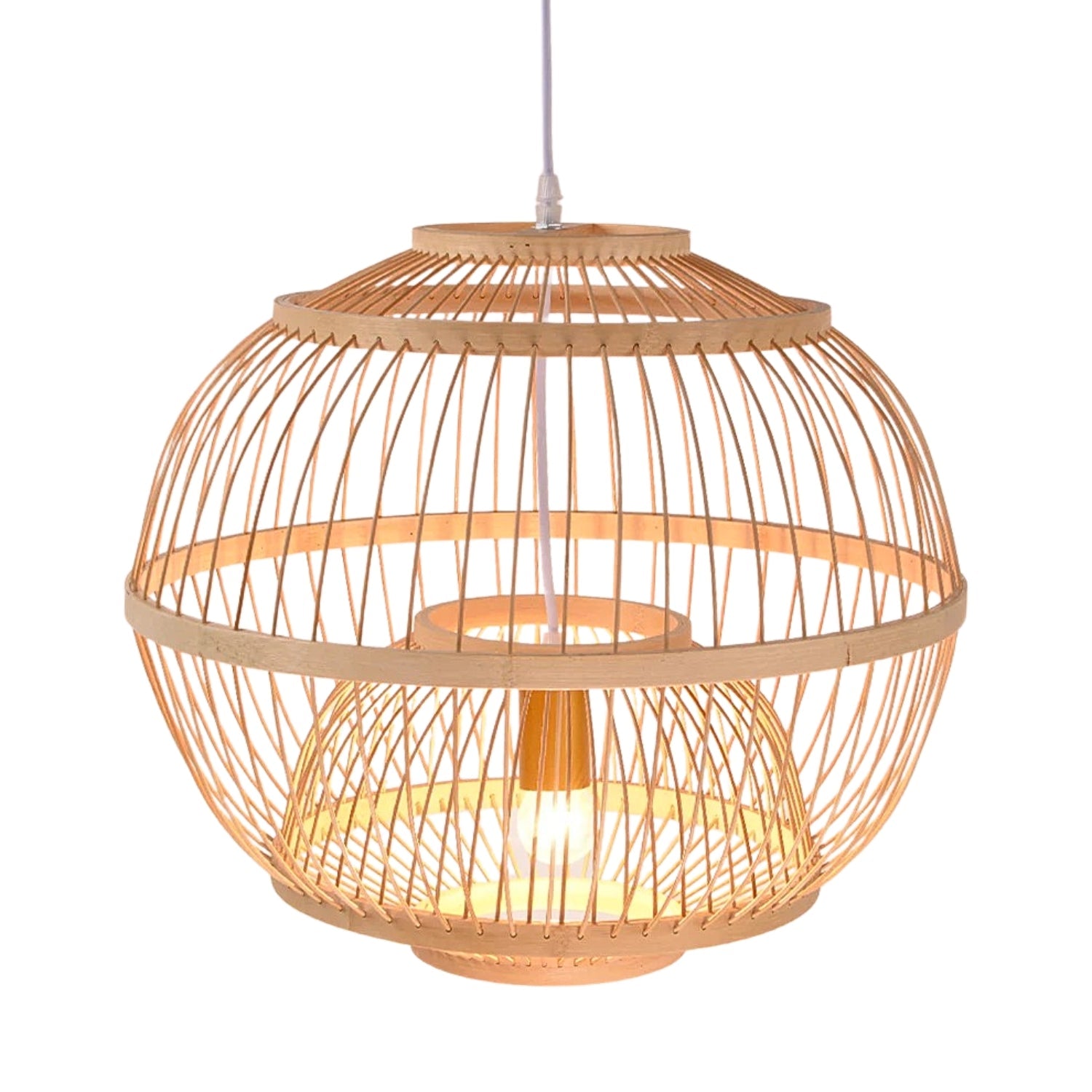 Lattice Round Bamboo Pendant Light