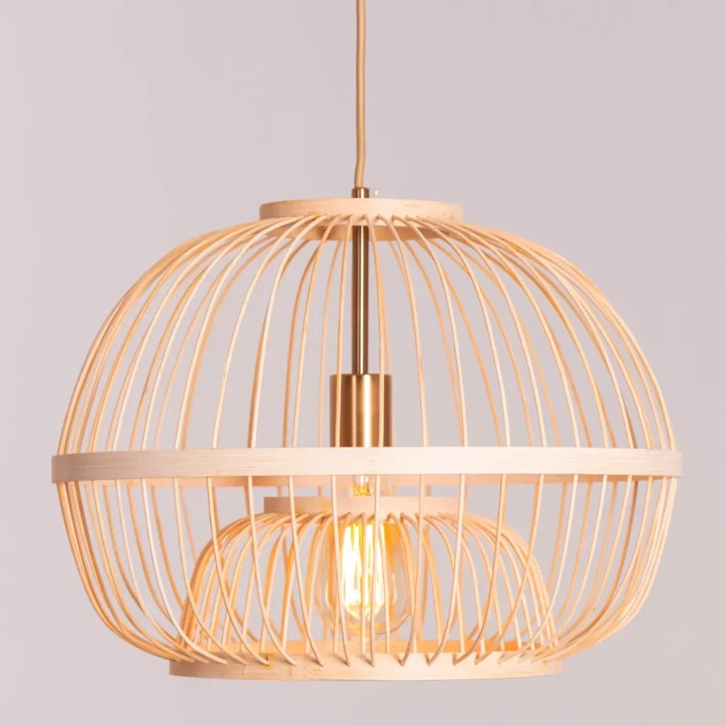 Lattice Round Bamboo Pendant Light