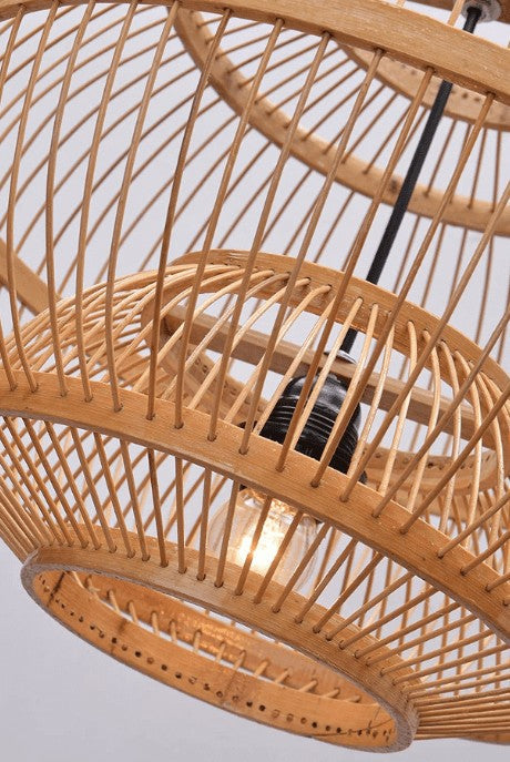 Lattice Round Bamboo Pendant Light