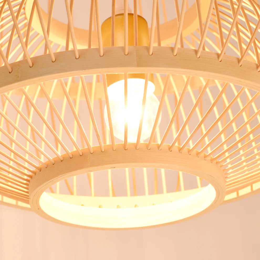 Lattice Round Bamboo Pendant Light