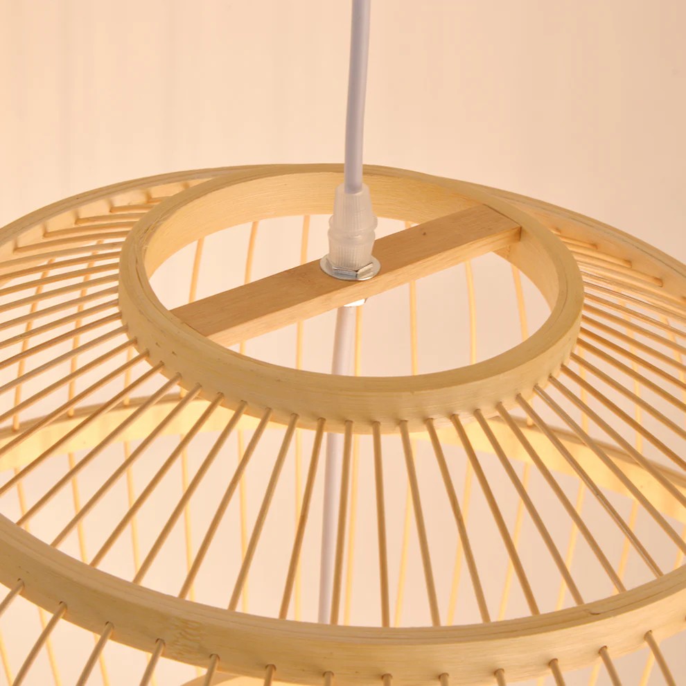 Lattice Round Bamboo Pendant Light