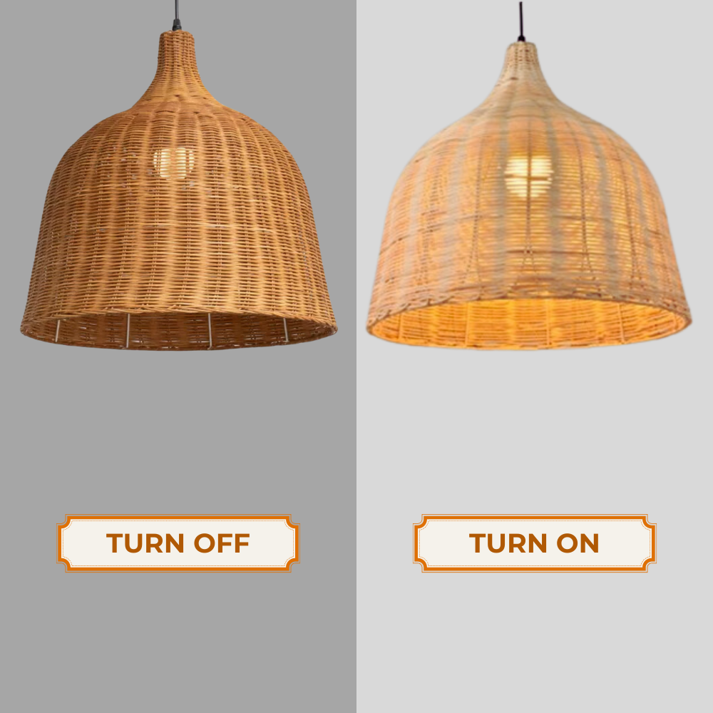 Allen and Roth Wicker Rattan Bell Basket Pendant Light