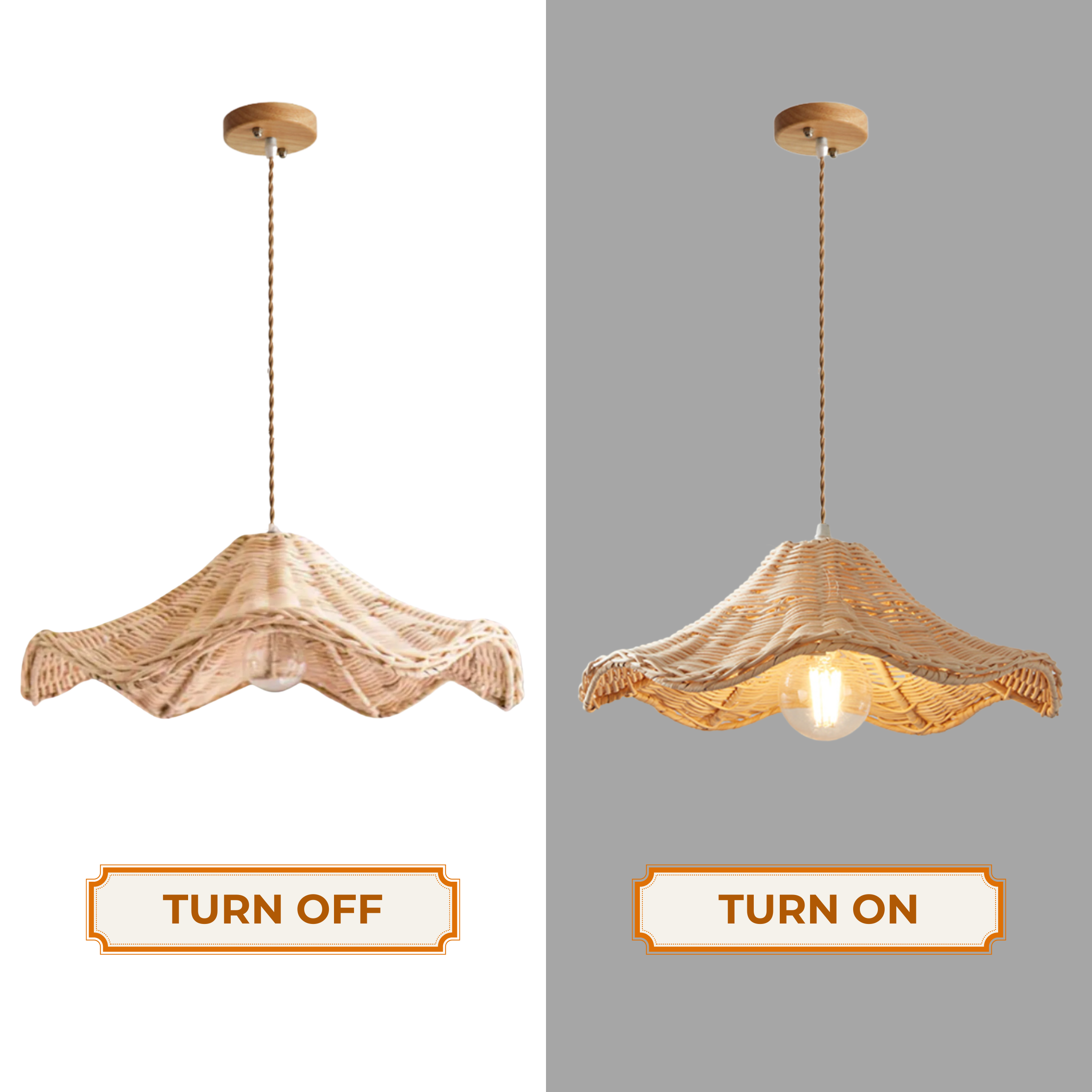 Ariel Rattan Wave Pendant Light