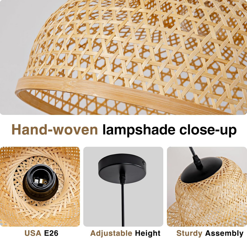 Lily Woven Bamboo Dome Pendant Light