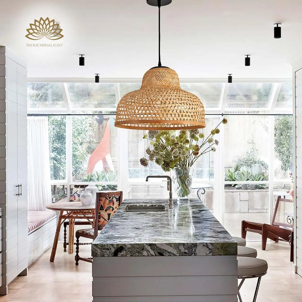 Lily Woven Bamboo Dome Pendant Light