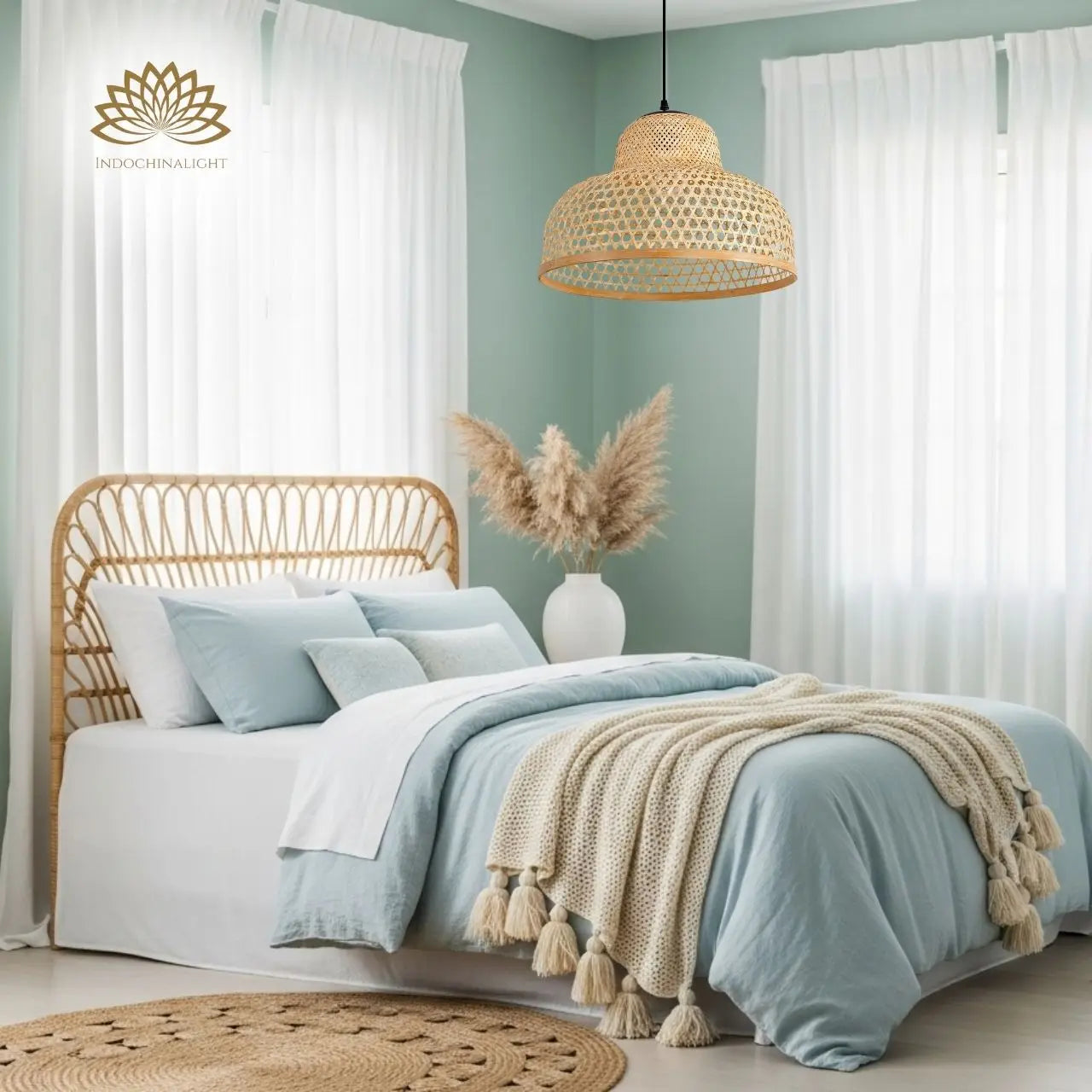 Lily Woven Bamboo Dome Pendant Light