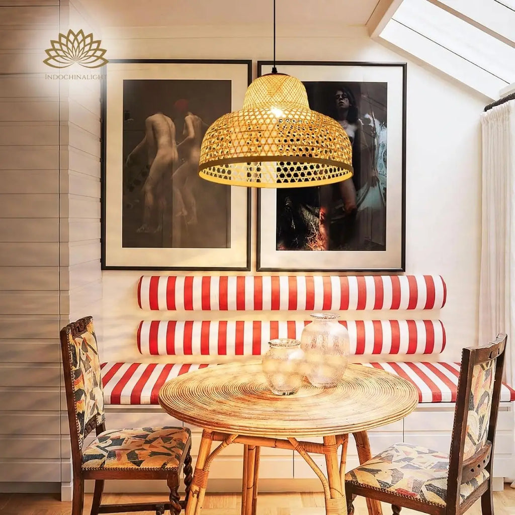 Lily Woven Bamboo Dome Pendant Light