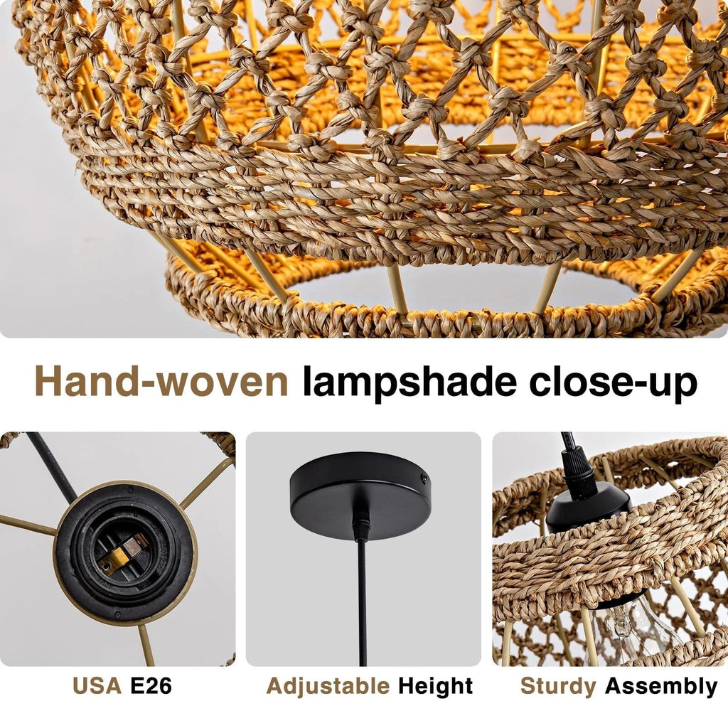 Lislibe Elegant Round Wicker Pendant Light