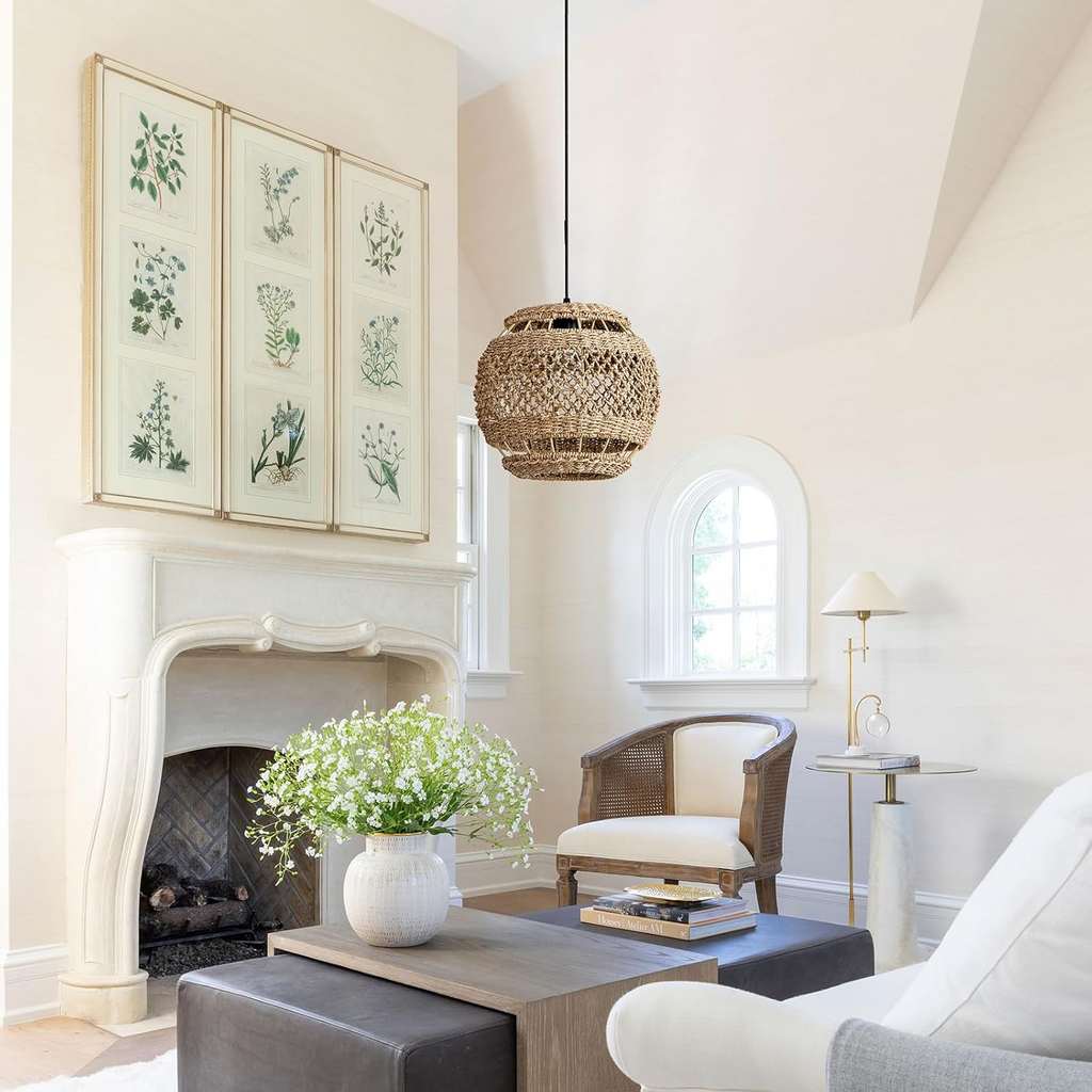 Lislibe Elegant Round Wicker Pendant Light
