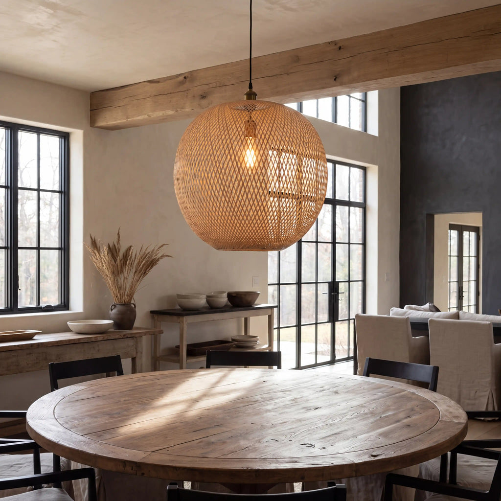 Lucy Woven Round Bamboo Pendant Light