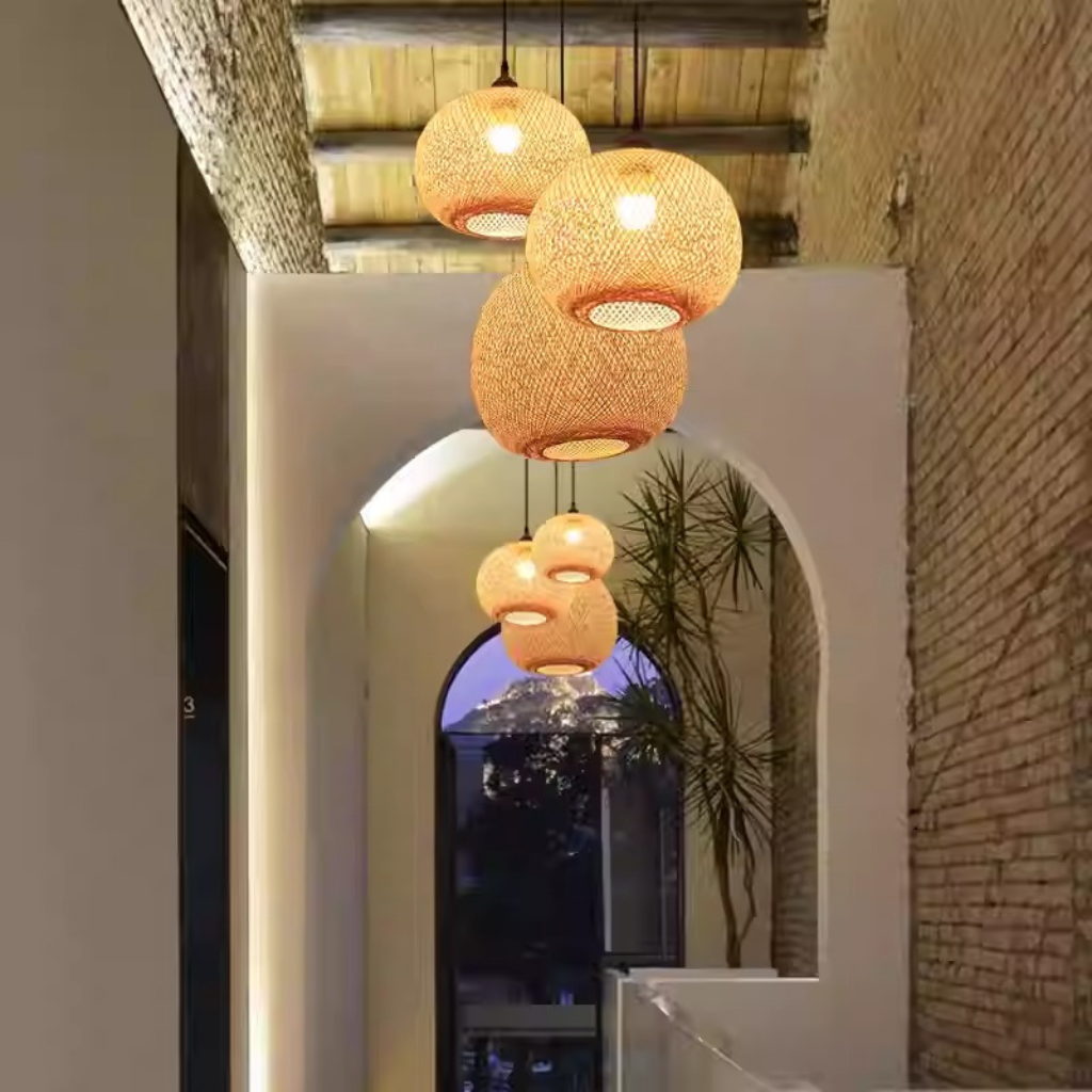 Lucy Woven Round Bamboo Pendant Light