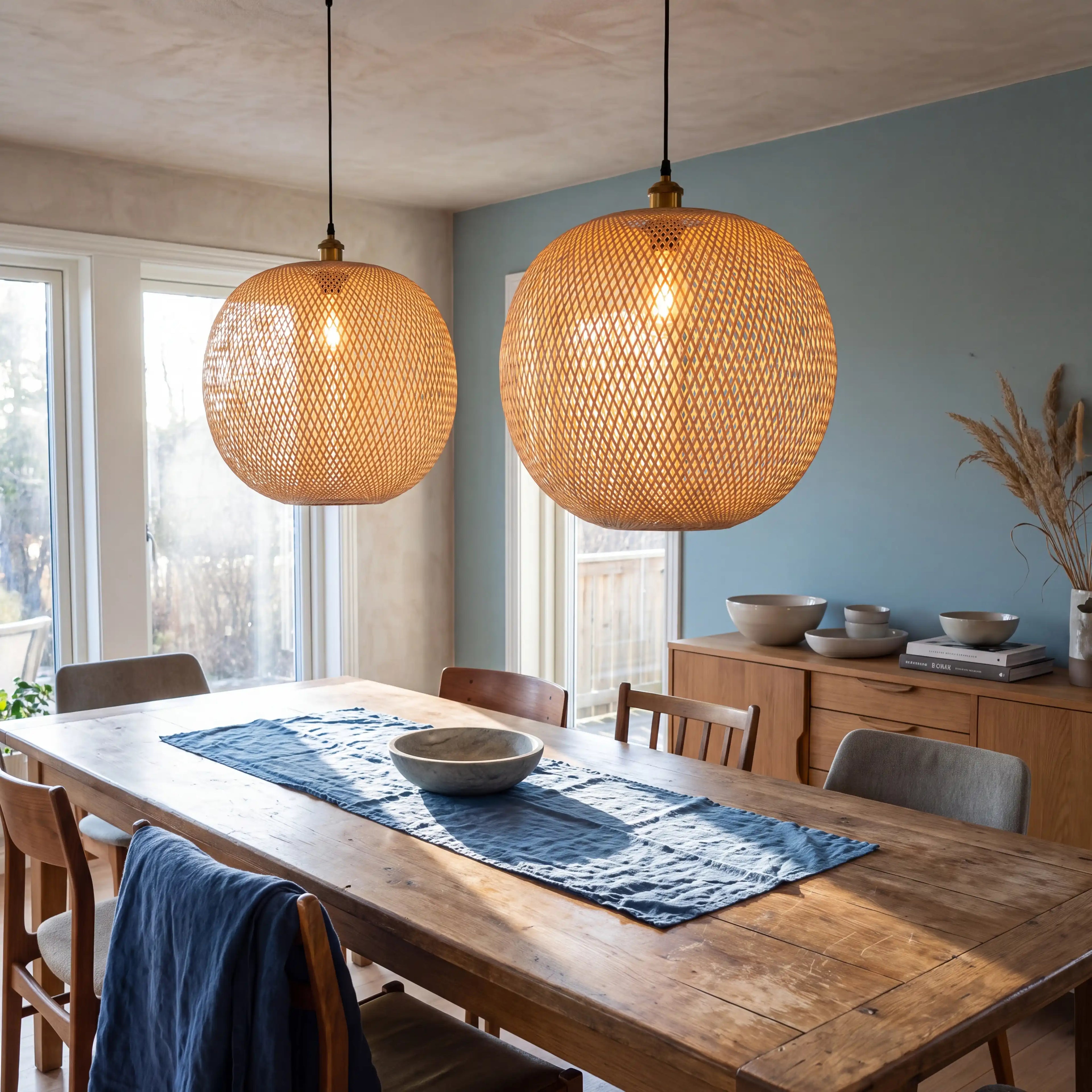 Lucy Woven Round Bamboo Pendant Light