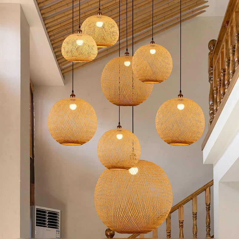 Lucy Woven Round Bamboo Pendant Light