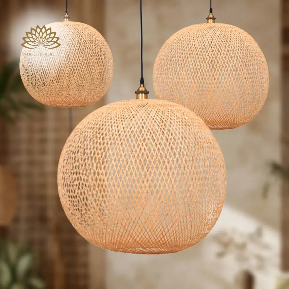 Lucy Woven Round Bamboo Pendant Light