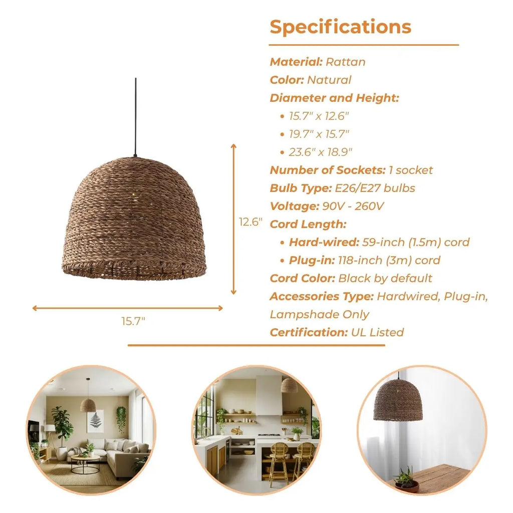 Lydia Wabi Sabi Wicker Pendant Light
