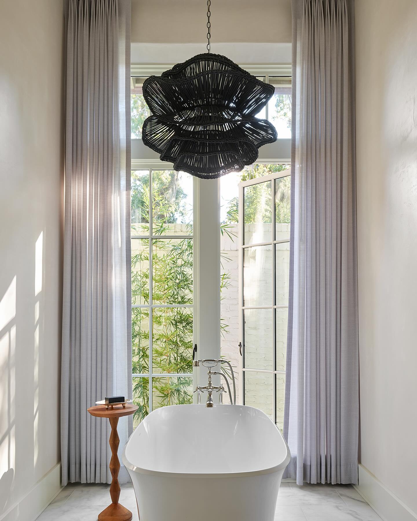 Made Goods Alondra Black Wavy Rattan Pendant Light