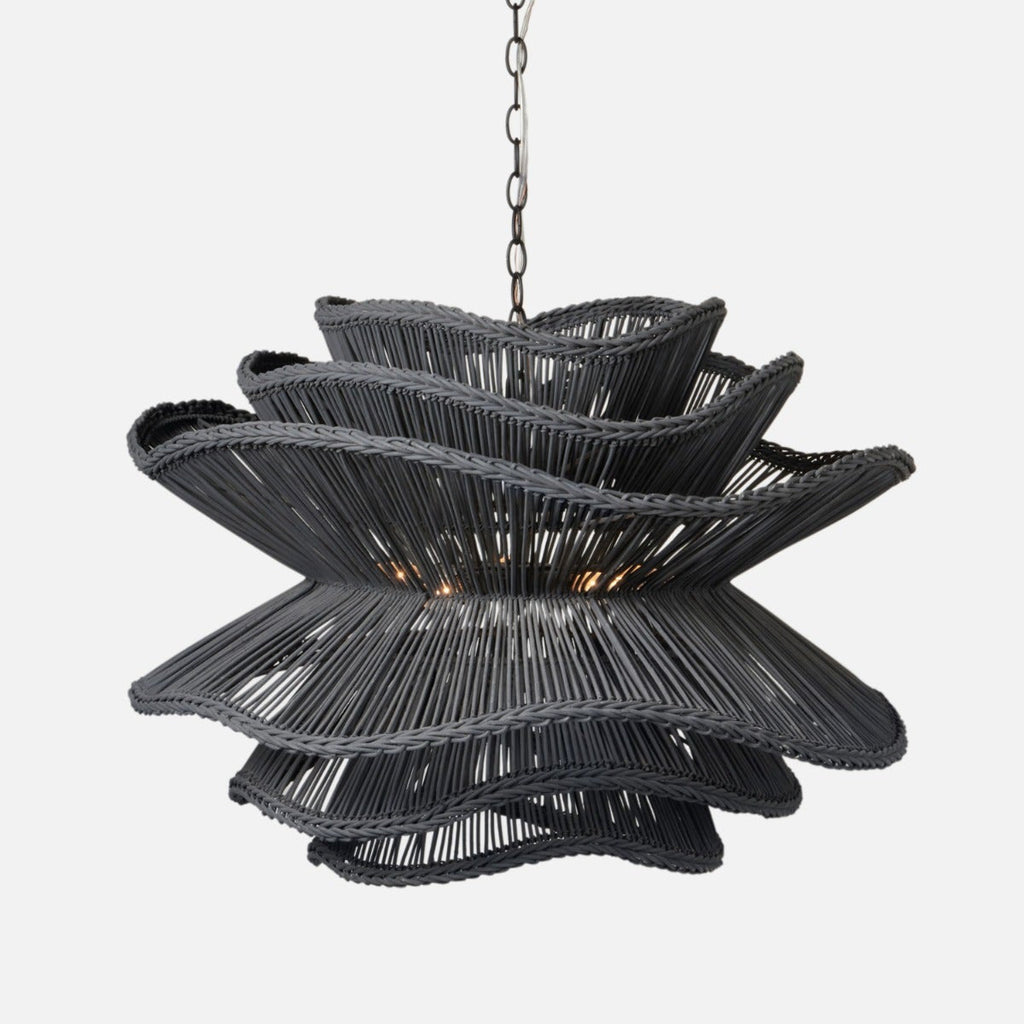 Made Goods Alondra Black Wavy Rattan Pendant Light