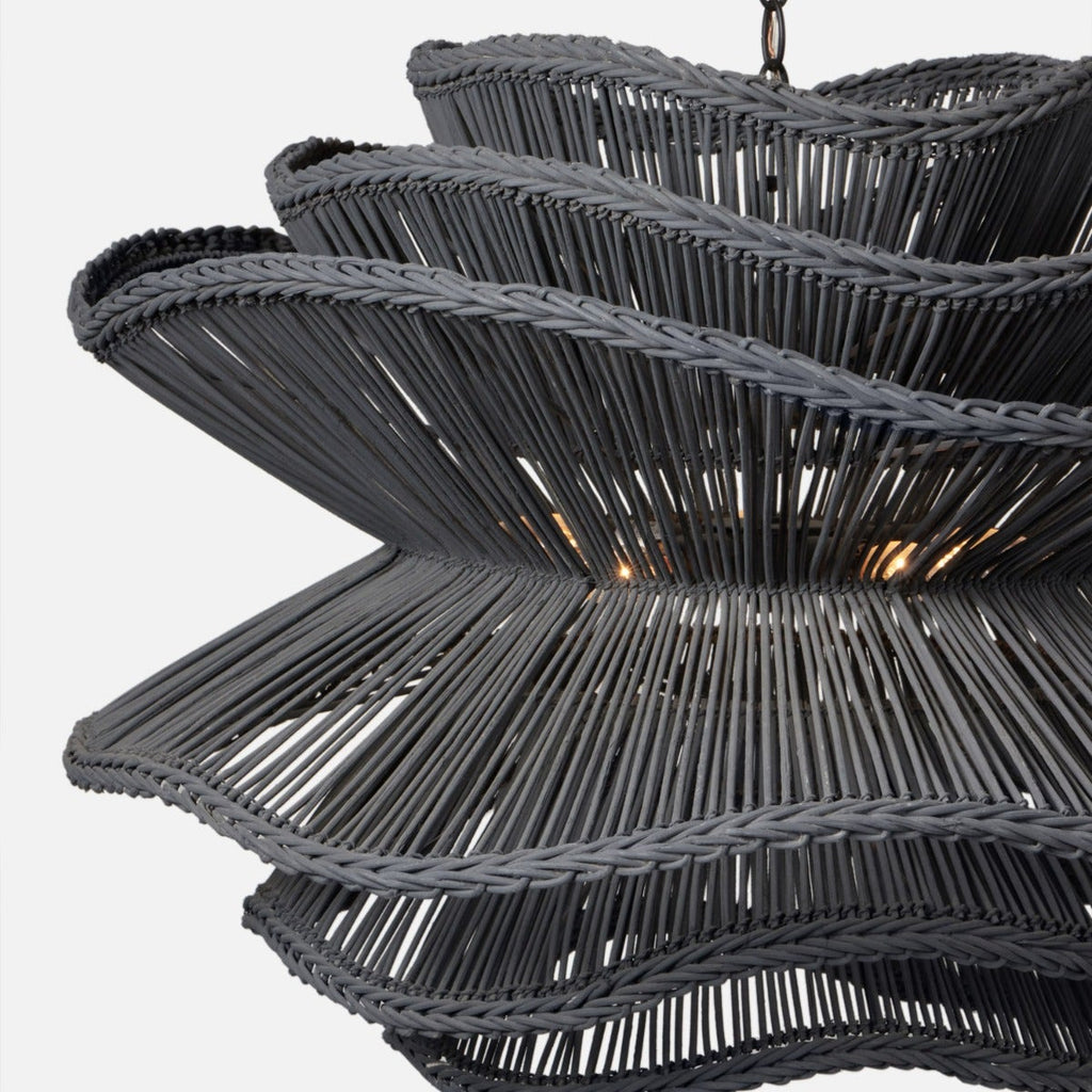 Made Goods Alondra Black Wavy Rattan Pendant Light