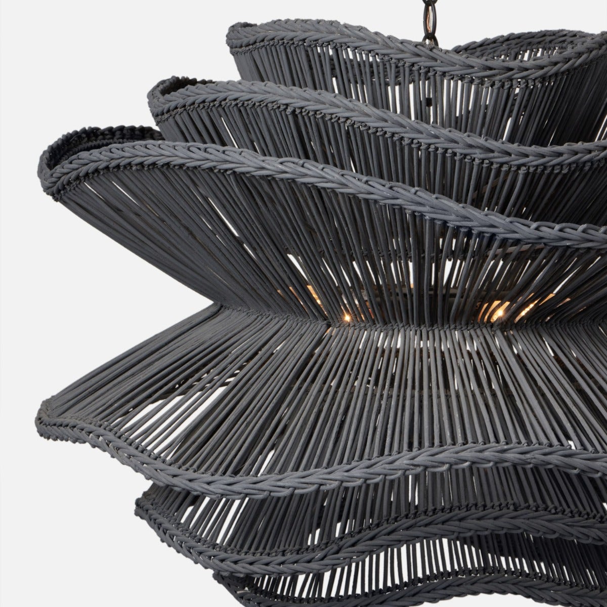 Made Goods Alondra Black Wavy Rattan Pendant Light