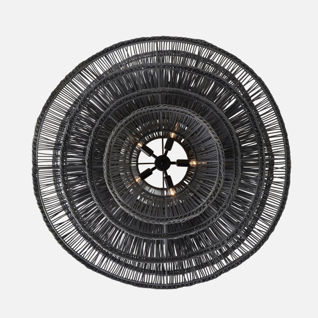 Made Goods Alondra Black Wavy Rattan Pendant Light