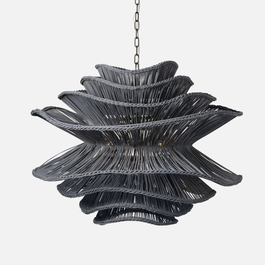 Made Goods Alondra Black Wavy Rattan Pendant Light