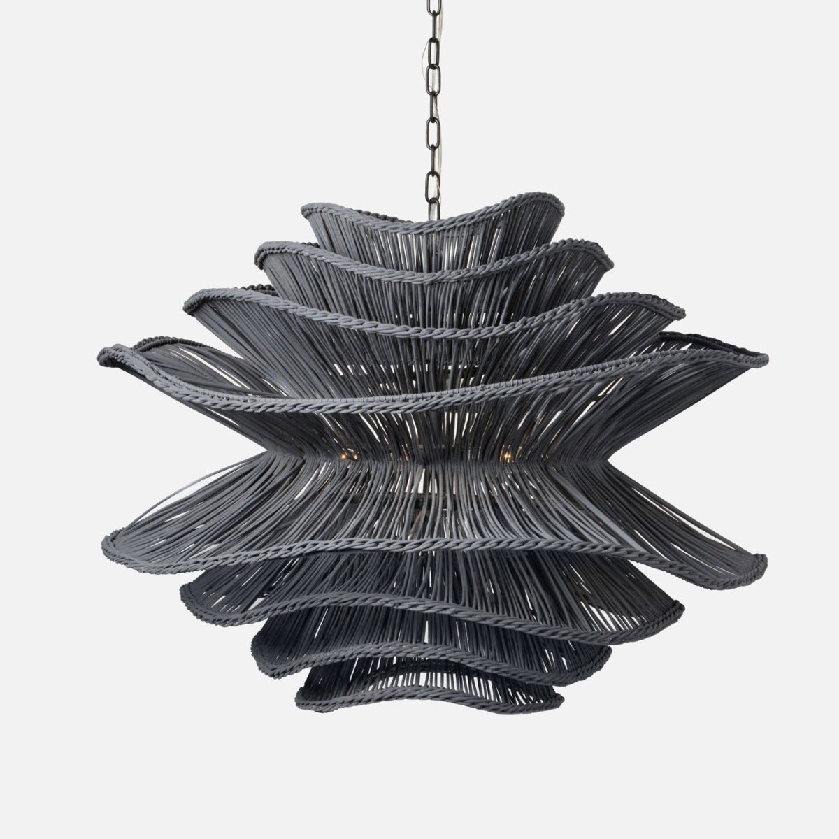 Made Goods Alondra Black Wavy Rattan Pendant Light
