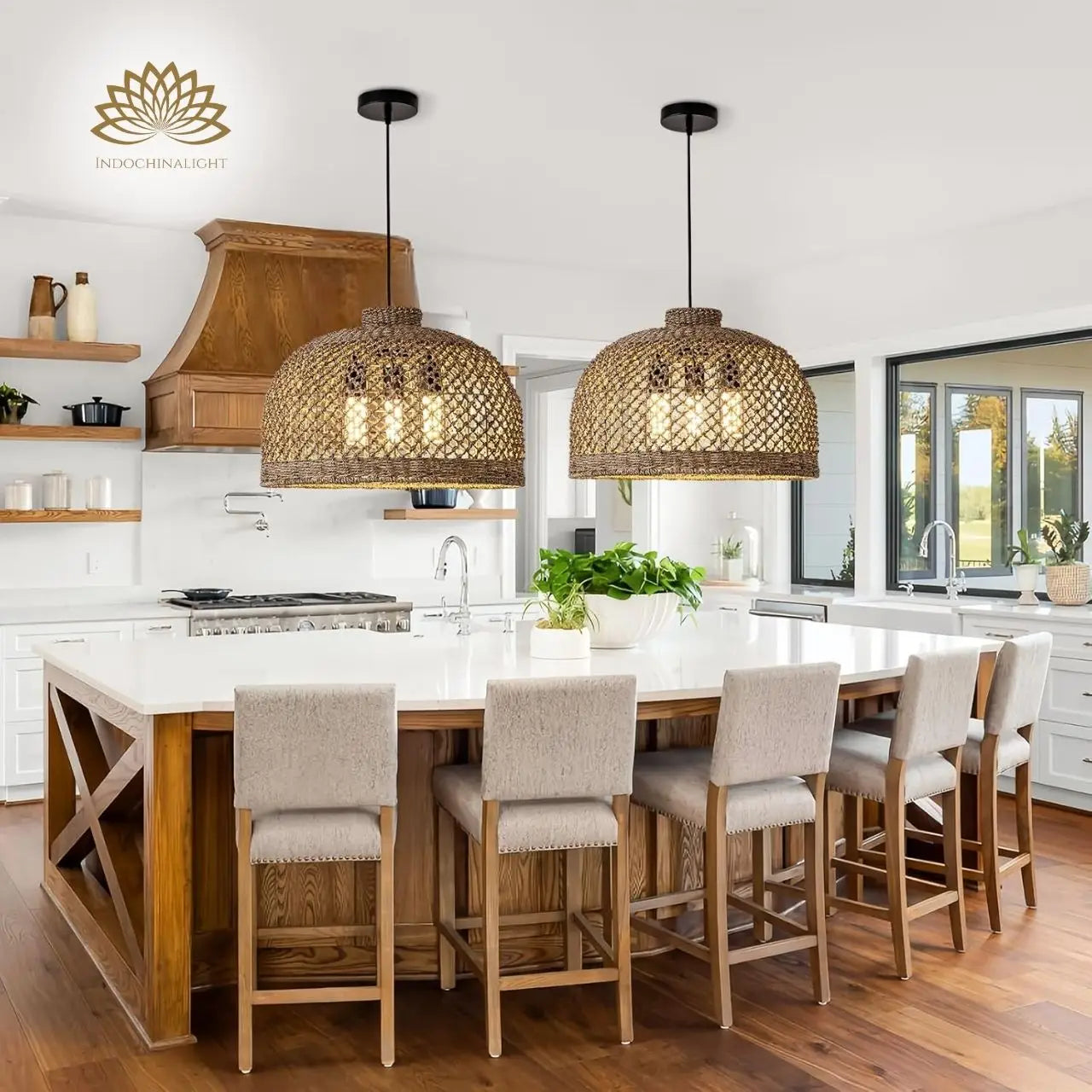 Magnolia Wabi Sabi Large Wicker Pendant Light