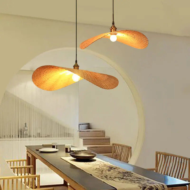 Ren Leaf Wabi Sabi Wicker Rattan Pendant Light