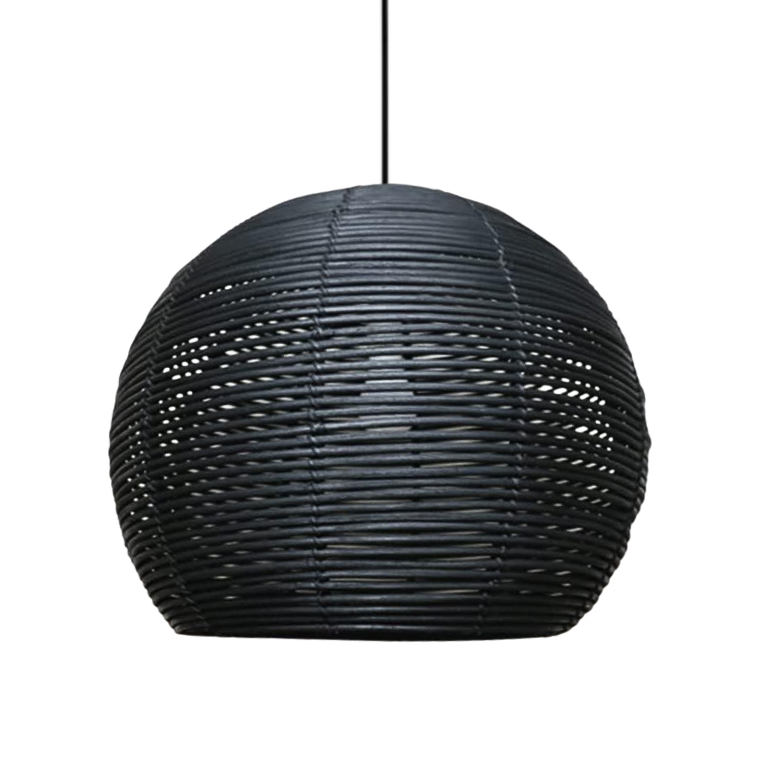 Manor Brook Verona Small Black Rattan Pendant Light