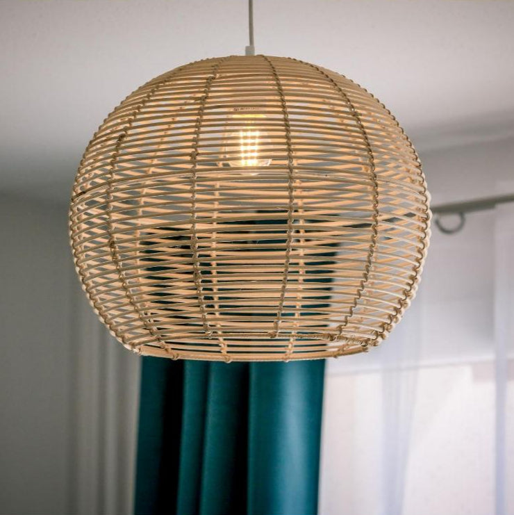 Manor Brook Verona Small Black Rattan Pendant Light