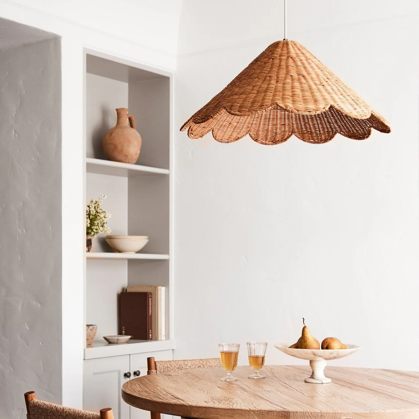 Maude Rattan Scallop Pendant Light