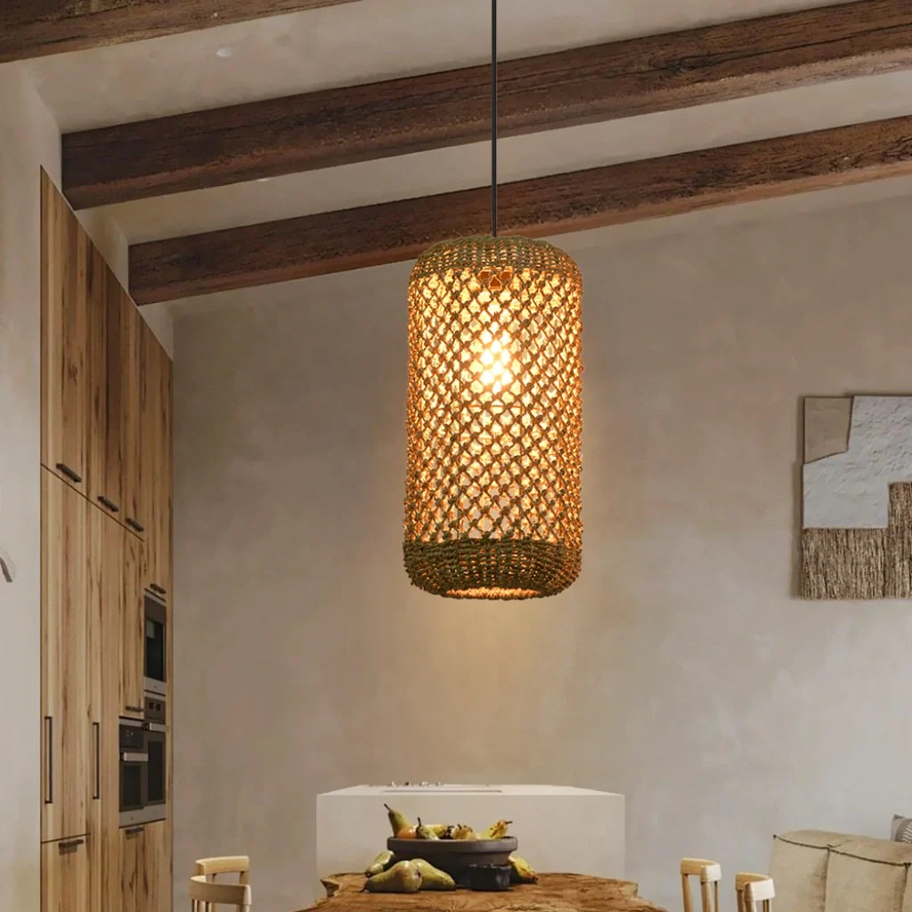 Meredith Basket Wicker Woven Pendant Light