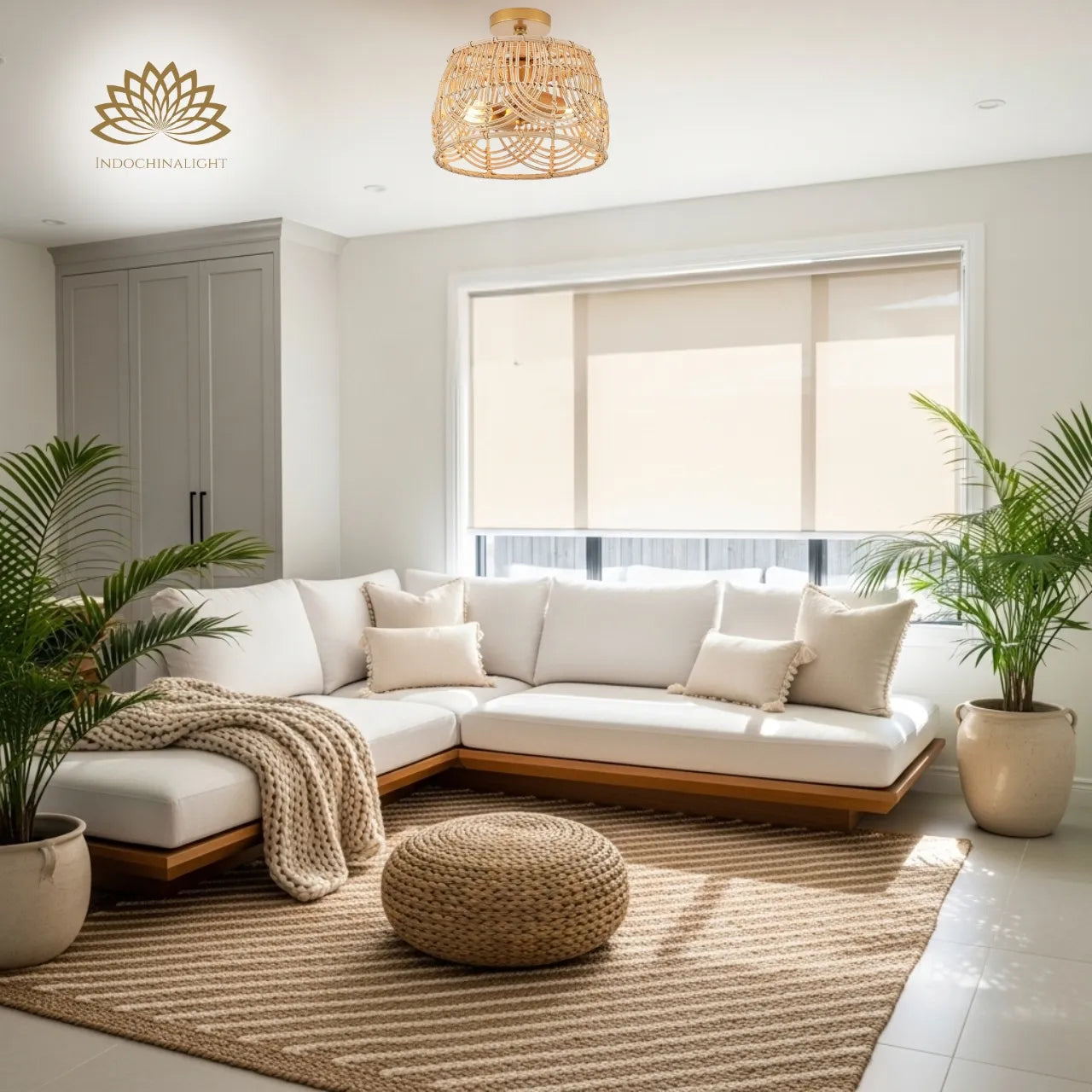 MhyTogn Small Rattan Ceiling Light