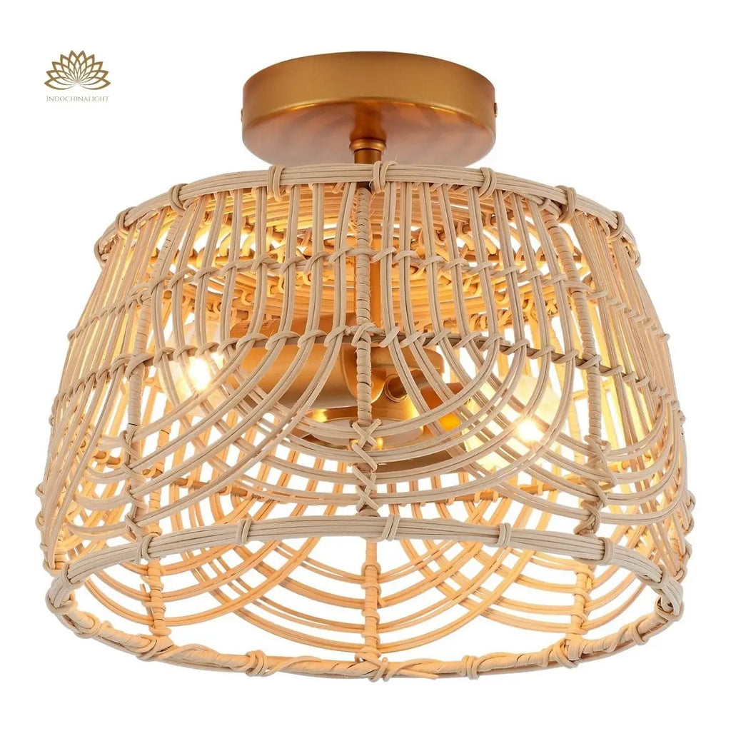 MhyTogn Small Rattan Ceiling Light