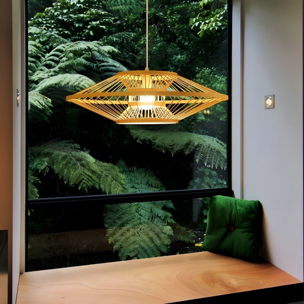 Antique Round Bamboo Pendant Light