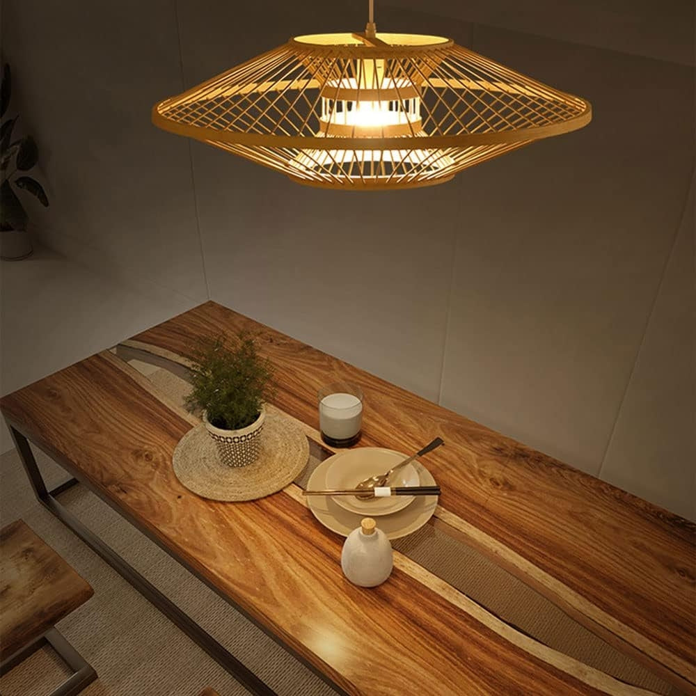 Antique Round Bamboo Pendant Light