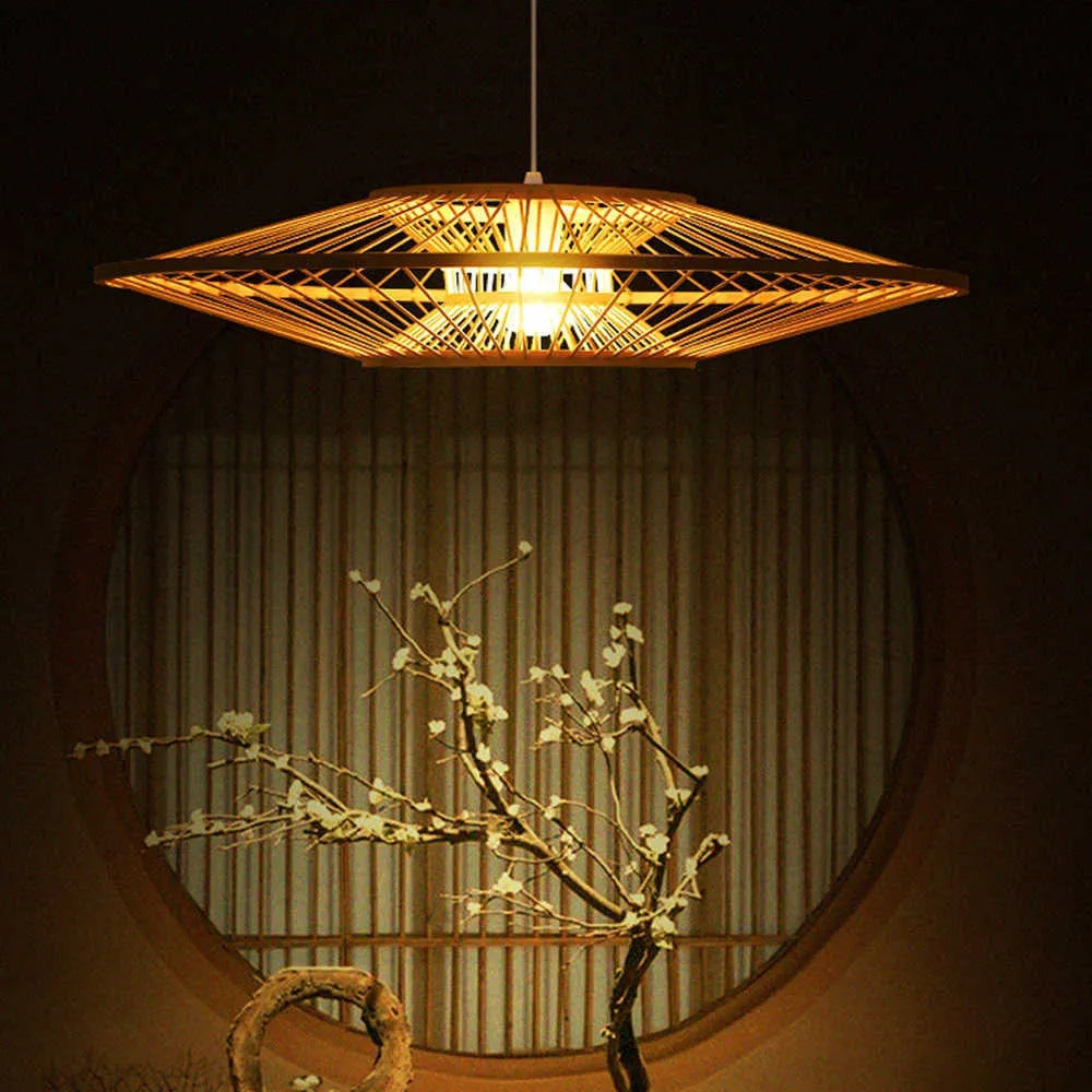 Antique Round Bamboo Pendant Light