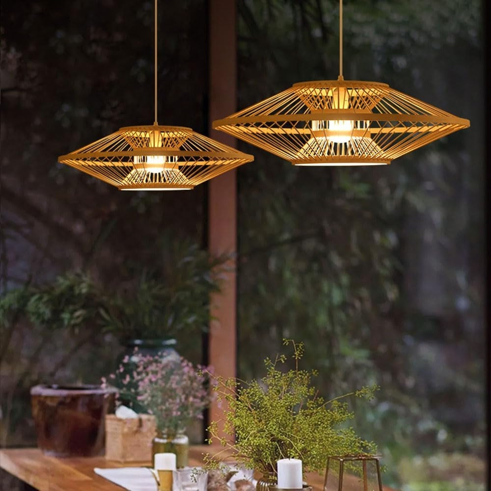 Antique Round Bamboo Pendant Light