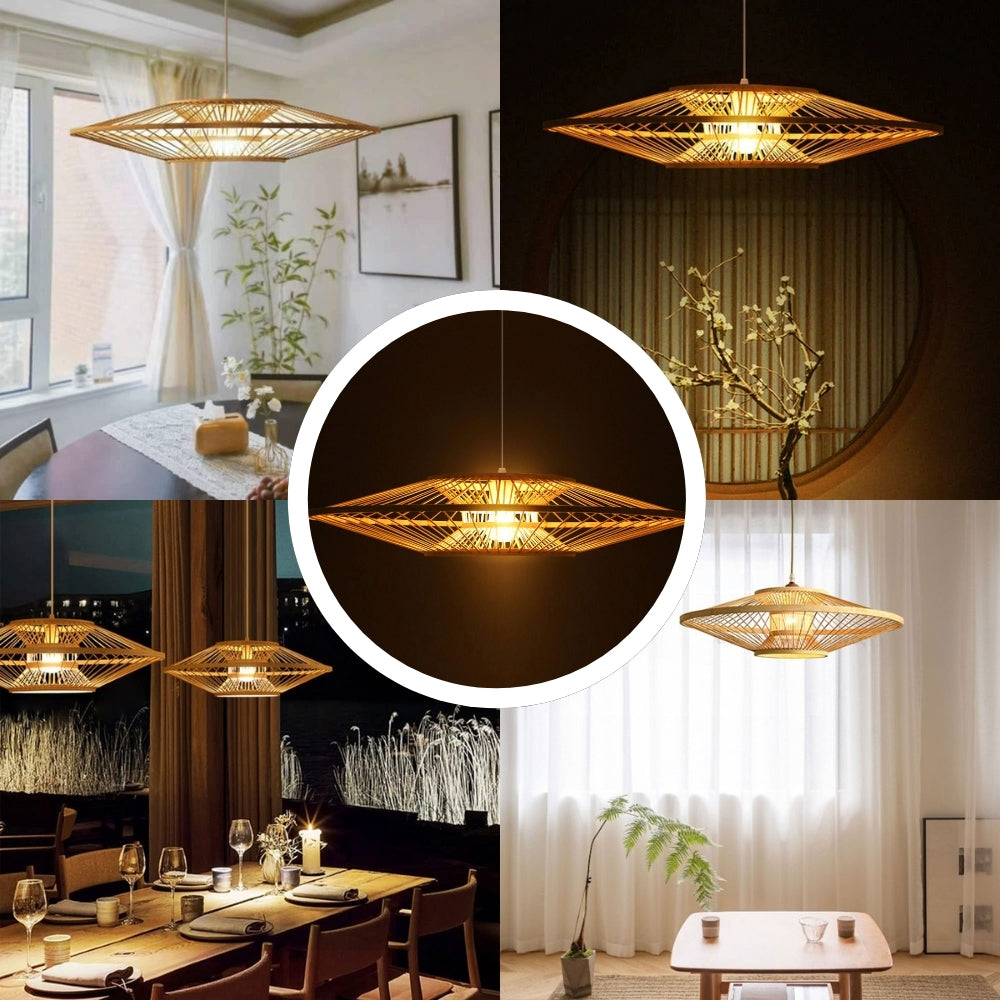Antique Round Bamboo Pendant Light