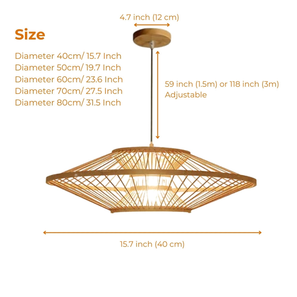 Antique Round Bamboo Pendant Light