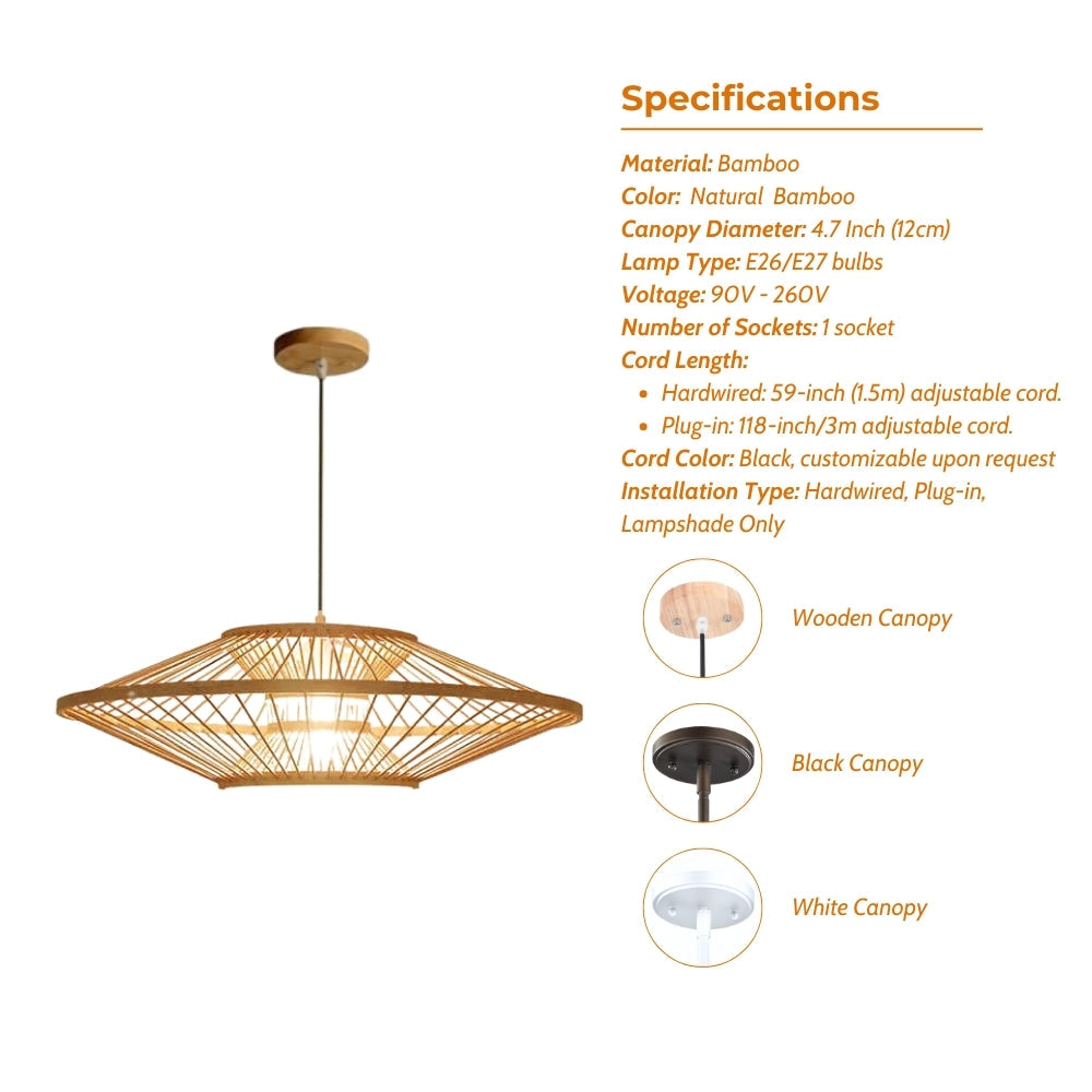 Antique Round Bamboo Pendant Light