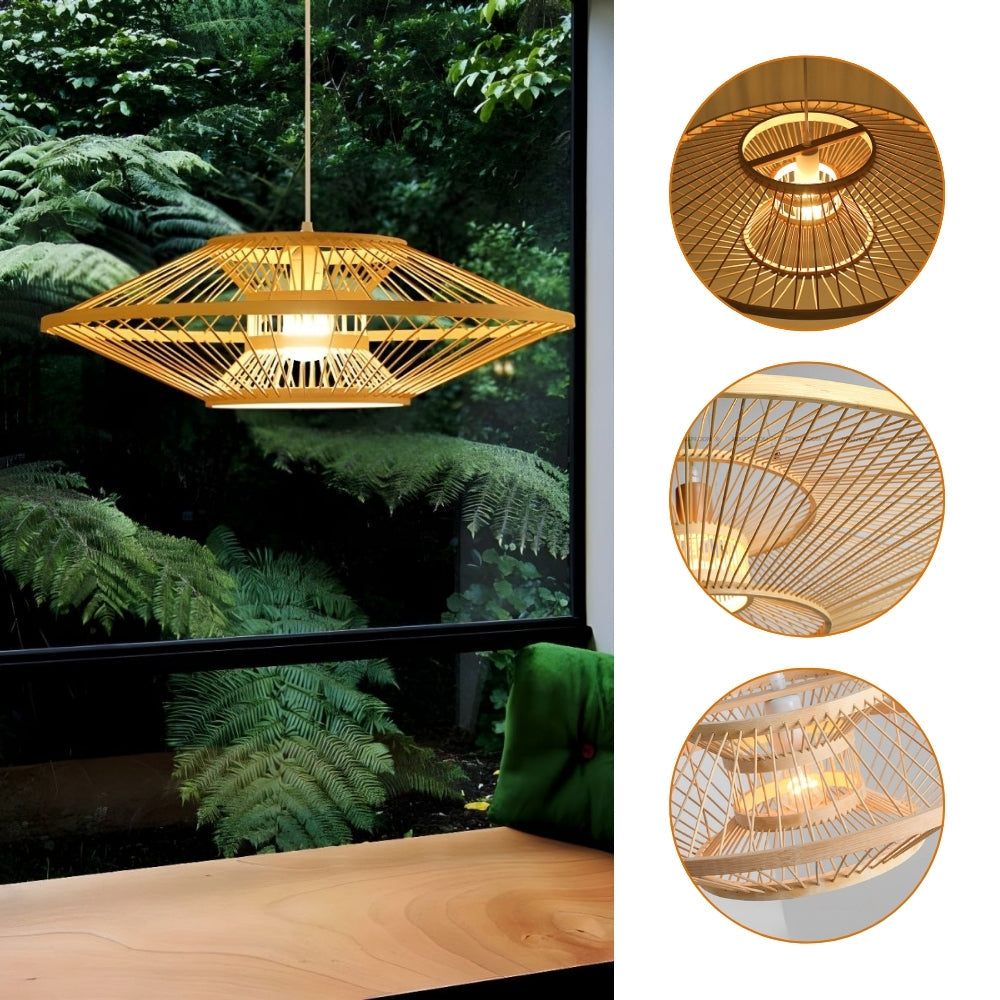 Antique Round Bamboo Pendant Light