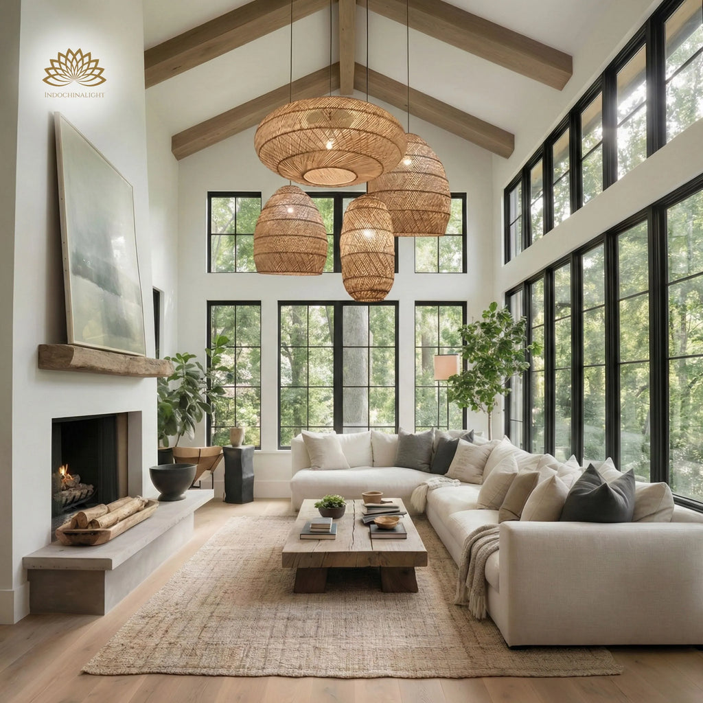 Minna Boho Woven Rattan Pendant 1-Light