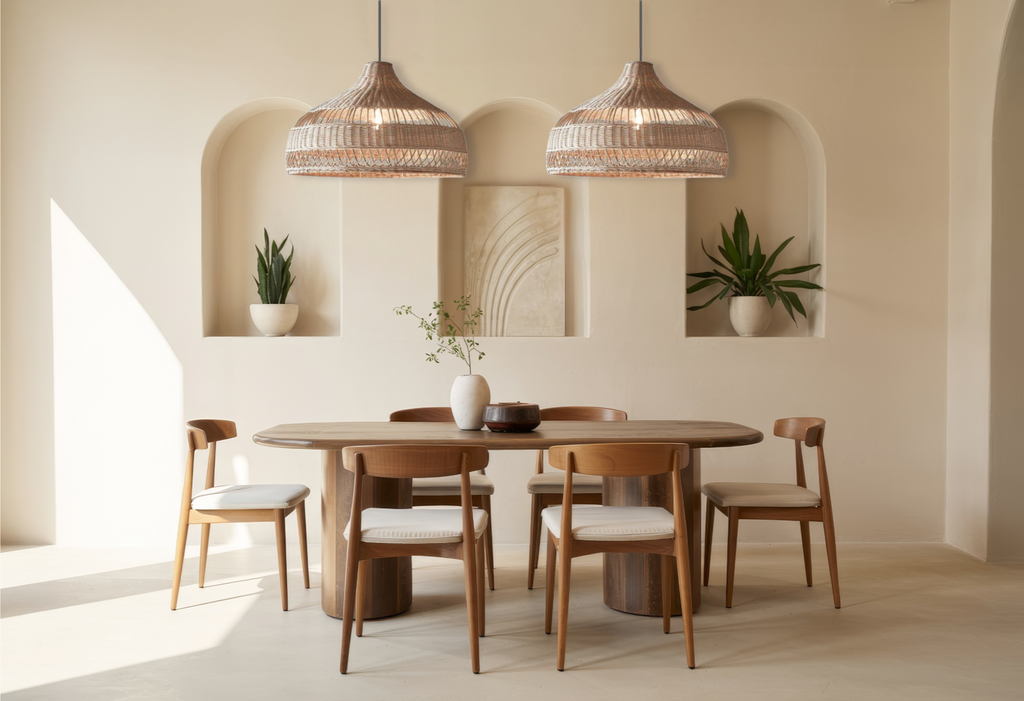 Moijabana Black Woven Wicker Rattan Dome Basket Pendant Light