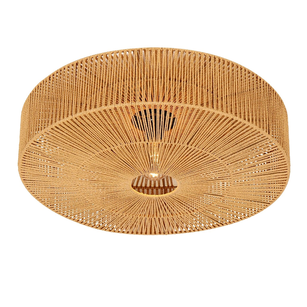 Monike Classic Rattan Drum Light - Flush Mount