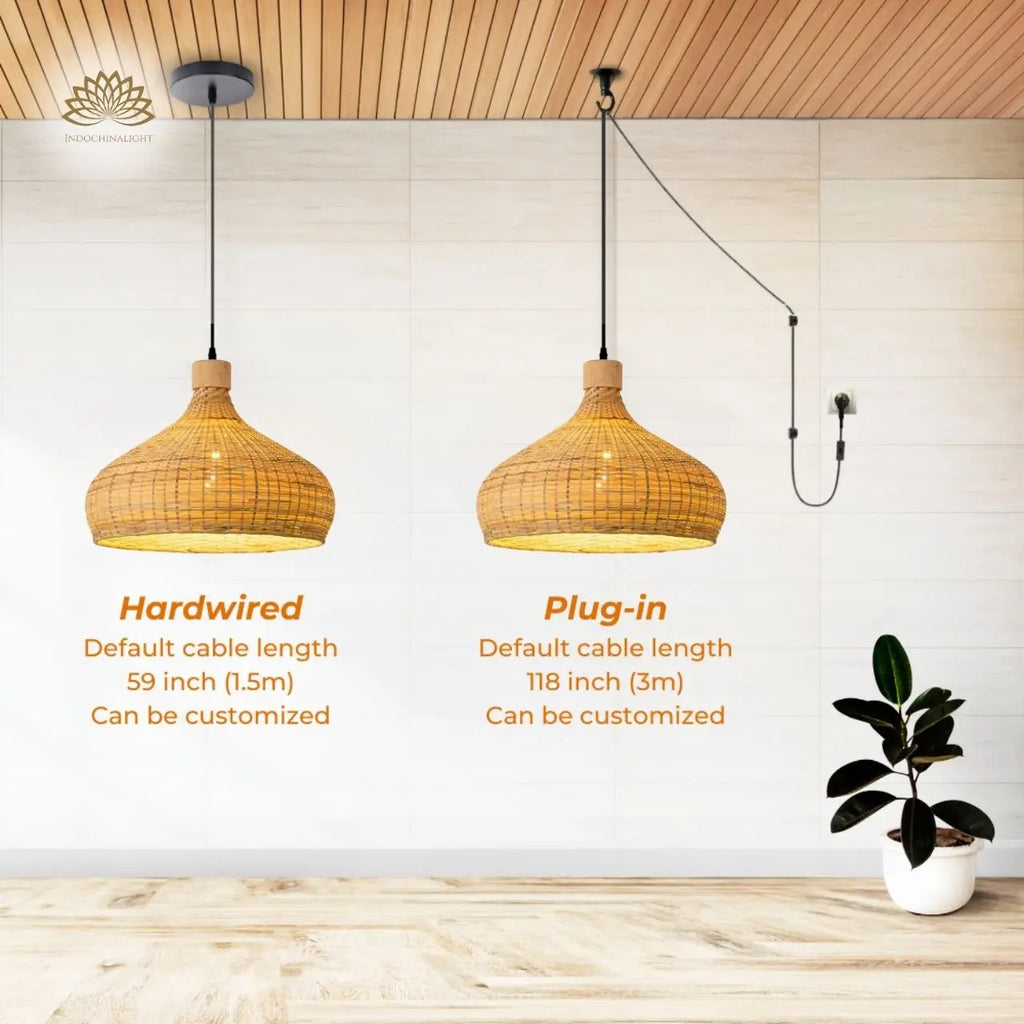 Rasa Bamboo Wicker Dome Pendant Light