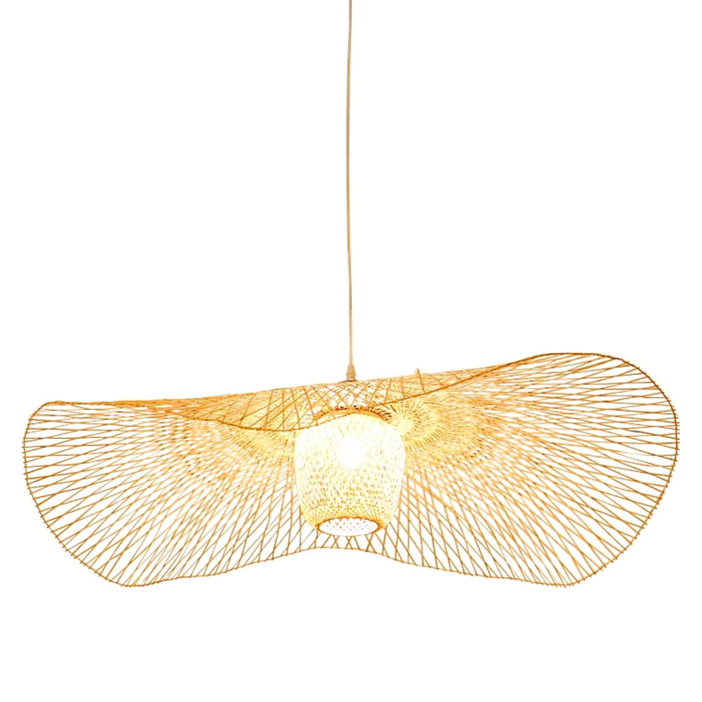 Natural Lotus Leaf Woven Bamboo Pendant Light